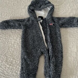 EUC NE Patriots Winter Onesie 0-3M